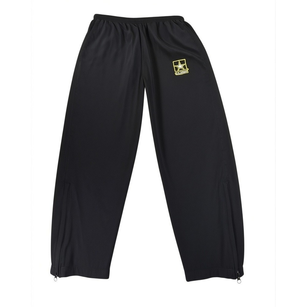 US Army APFU Training Pants Medium Short Black Nylon Athletic Track Trousers